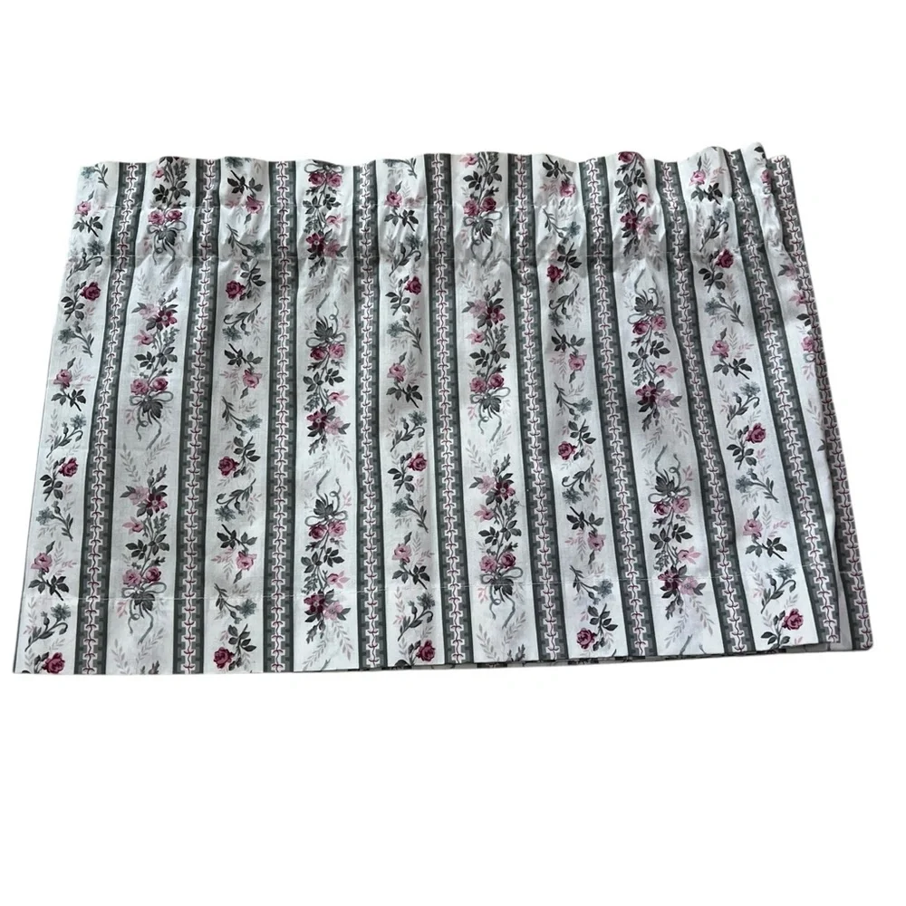 3 Country Curtains Valances French Country Rod Pocket Unlined Roses Stripes